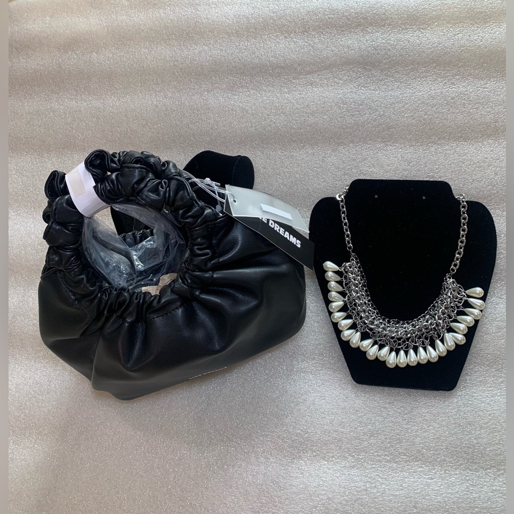 Like Dreams Black Crossbody Bag NWT & fashion necklace